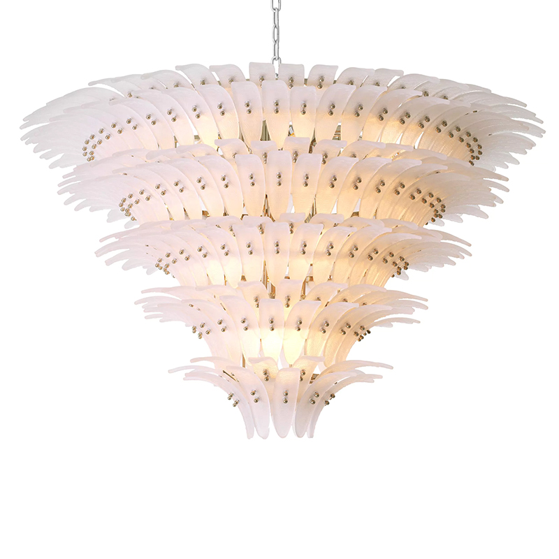 Люстра Philipp Plein Chandelier Bel Air XL Белая Хром Белое матовое стекло Люстра Philipp Plein Chandelier Bel Air XL Белая Хром Белое матовое стекло в Барнауле | Loft Concept