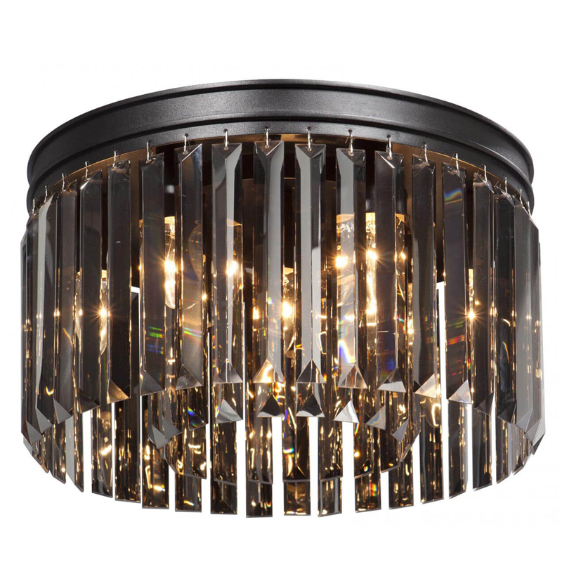 Потолочный светильник Smok  GLASS Prism Round 2-TIER 40 см Черный в Барнауле | Loft Concept 