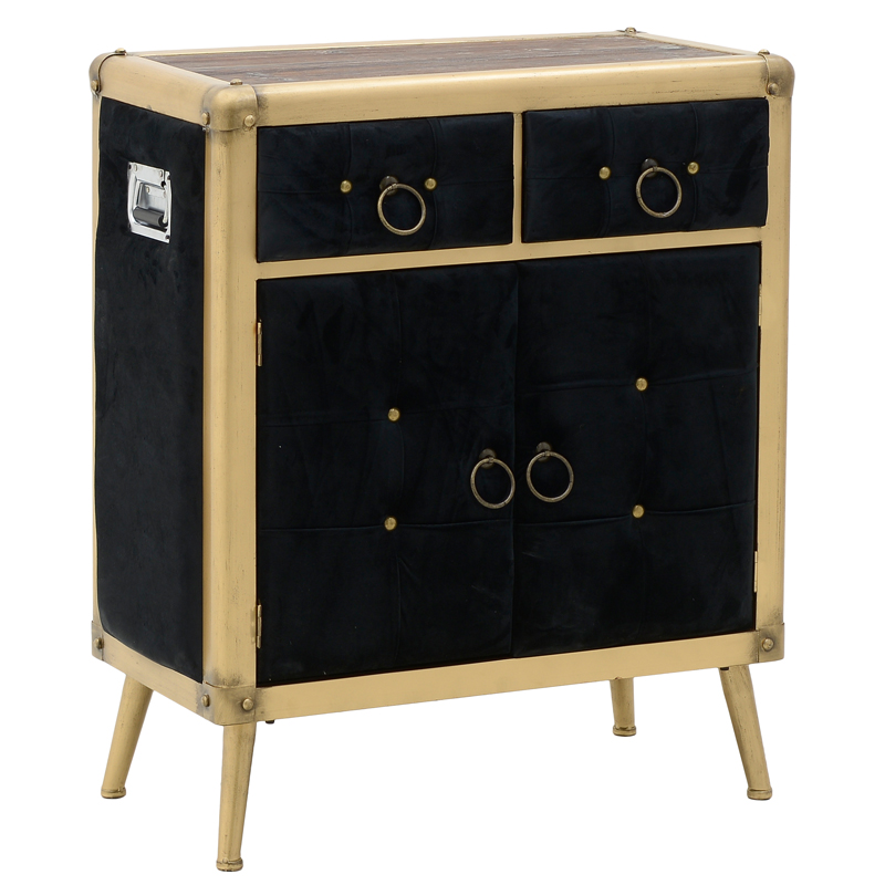 Комод с текстильной обивкой Jokum Chest of Drawers Черный Черный Золотой Комод с текстильной обивкой Jokum Chest of Drawers Черный Черный Золотой в Барнауле | Loft Concept
