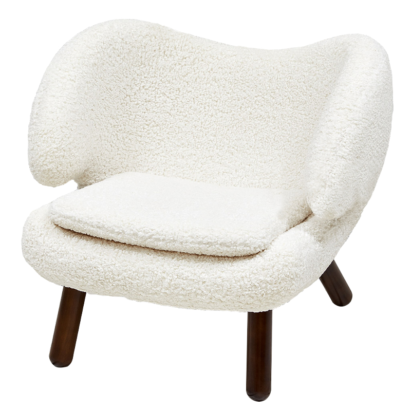 Кресло из белой ткани букле с ножками из массива ясеня Boucle Caldwell White Armchair Белый Коричневый Кресло из белой ткани букле с ножками из массива ясеня Boucle Caldwell White Armchair Белый Коричневый в Барнауле | Loft Concept