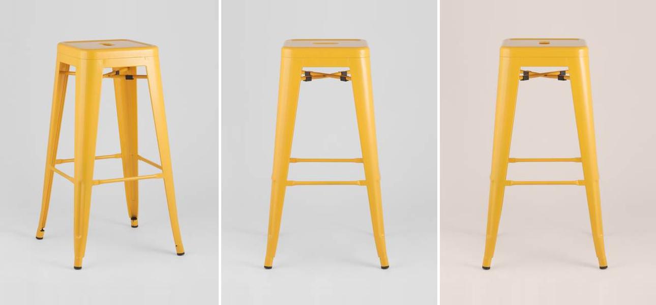 Барный Стул без Спинки Желтый Глянцевый Металл - фото