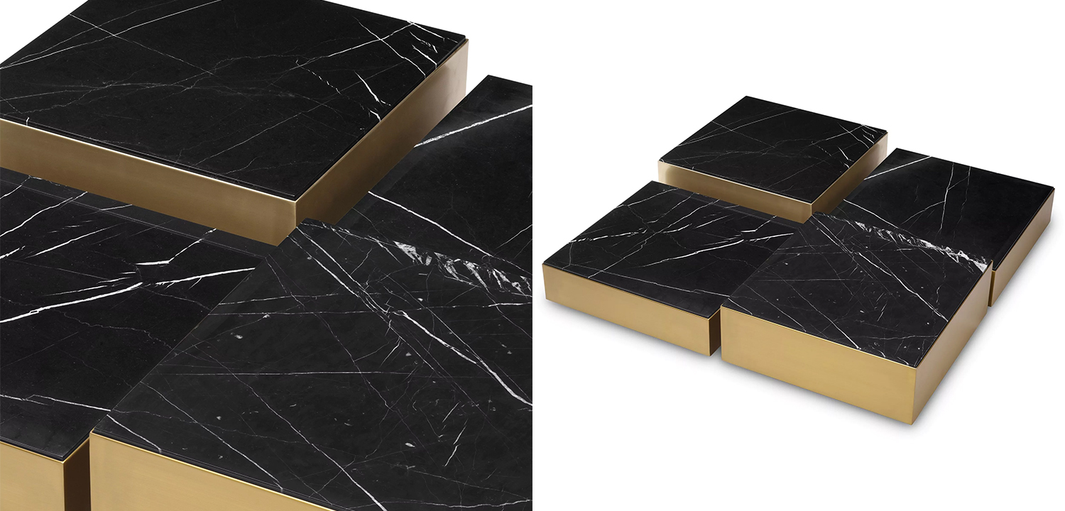 Комплект кофейных столиков Eichholtz Coffee Table Esposito set of 4 Brass - фото