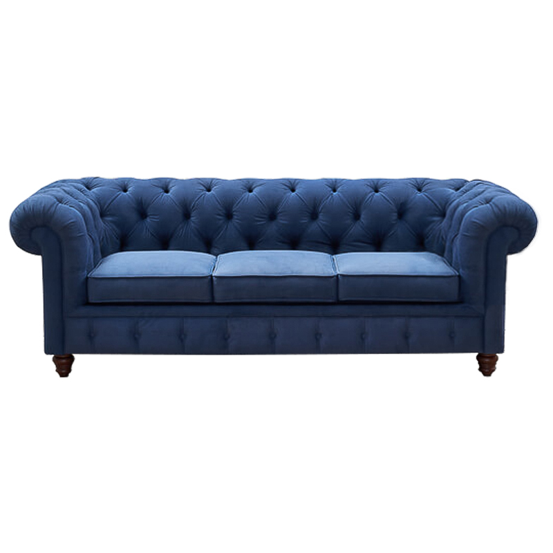 Диван Mini Kensington Sofa triple blue velor Сапфирово-синий Коричневый Диван Mini Kensington Sofa triple blue velor Сапфирово-синий Коричневый в Барнауле | Loft Concept