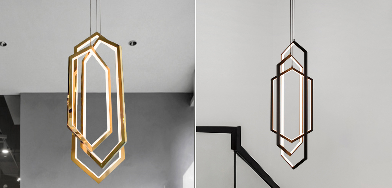 Дизайнерский Подвесной Светильник ORBIS Hexagon Geometric Modern Chandelier Studio Endo Gold - фото