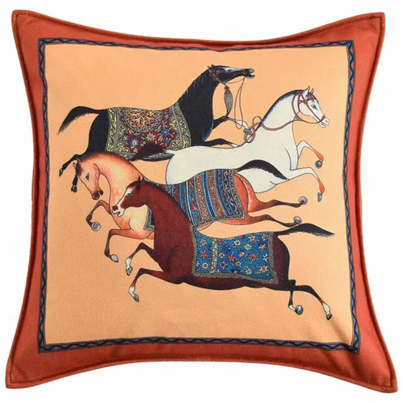 Декоративная подушка Hermes Horse 39 Оранжевый Мульти Декоративная подушка Hermes Horse 39 Оранжевый Мульти в Барнауле | Loft Concept
