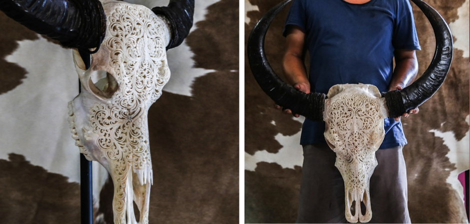 Череп буйвола с резьбой Buffalo Skull Tribal Carving Череп буйвола с резьбой Buffalo Skull Tribal Carving - Loft-Concept в Барнауле