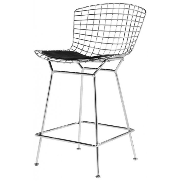 Барный стул Bertoia Barstool Черный Серебряный в Барнауле | Loft Concept 
