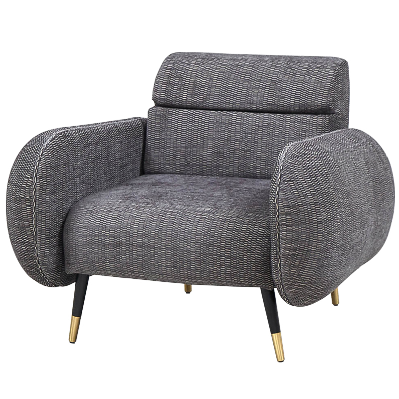 Кресло Hebert Armchair Grey Серый Черный Латунь в Барнауле | Loft Concept 