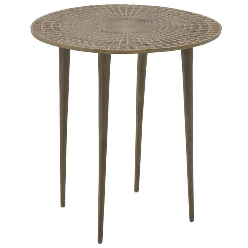 Круглый металлический приставной стол с рельефным узором на столешнице Aneurin Side Table Золотой Круглый металлический приставной стол с рельефным узором на столешнице Aneurin Side Table Золотой в Барнауле | Loft Concept