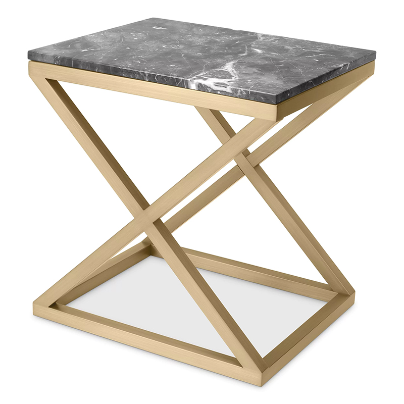 Приставной стол Eichholtz Side Table Criss Cross Латунь Серый в Барнауле | Loft Concept 