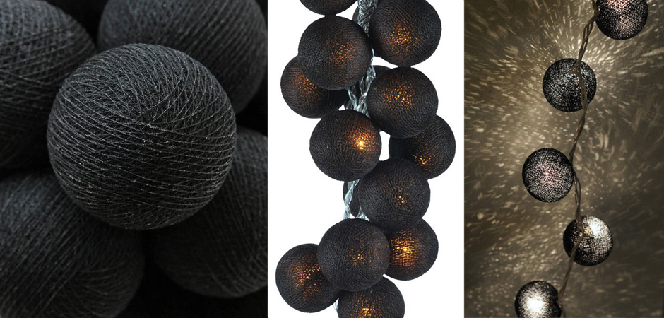 Гирлянда хлопковые фонарики Сotton Ball Ice Black - Loft-Concept в Барнауле