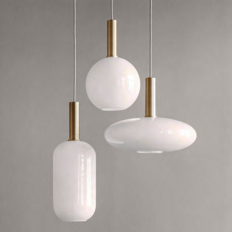 Подвесной светильник Ferm Living Opal Lamp Белый Золотой Подвесной светильник Ferm Living Opal Lamp Белый Золотой в Барнауле | Loft Concept
