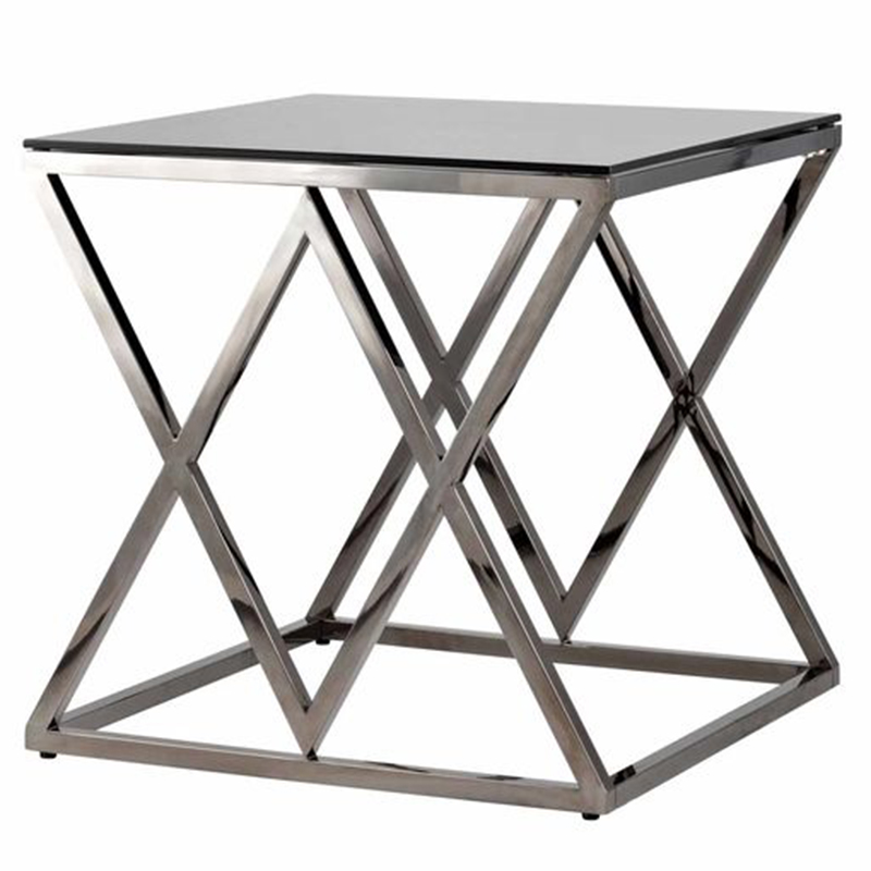 Стол приставной Geometry Rhombus Dark Chrome Темный хром Стекло Смок в Барнауле | Loft Concept 