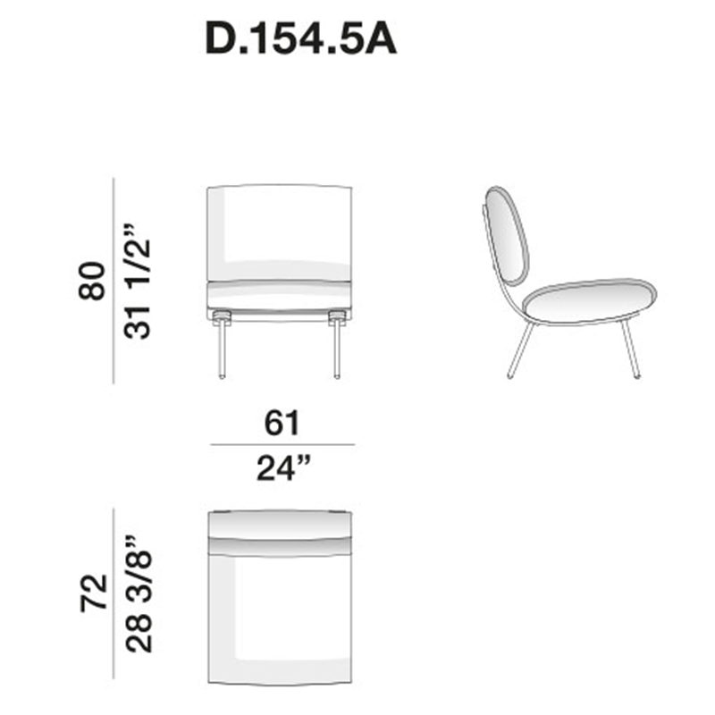 Дизайнерское кресло без подлокотников Gio Ponti ROUND D.154.5 Armchair Дизайнерское кресло без подлокотников Gio Ponti ROUND D.154.5 Armchair в Барнауле
