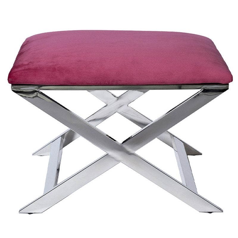 Пуф Puf Pink Velor Хром Розовый Пуф Puf Pink Velor Хром Розовый в Барнауле | Loft Concept