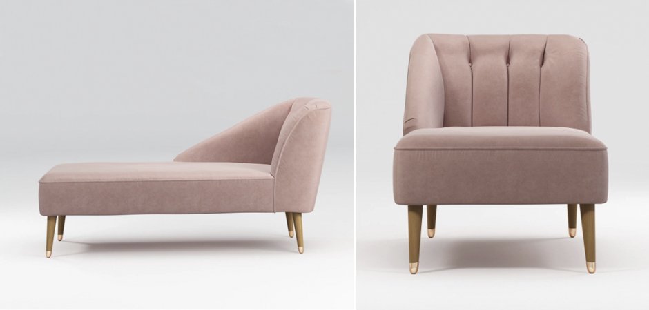 Кушетка Chaise Longue, Pink Cotton Velvet Кушетка Chaise Longue, Pink Cotton Velvet - Loft-Concept в Барнауле