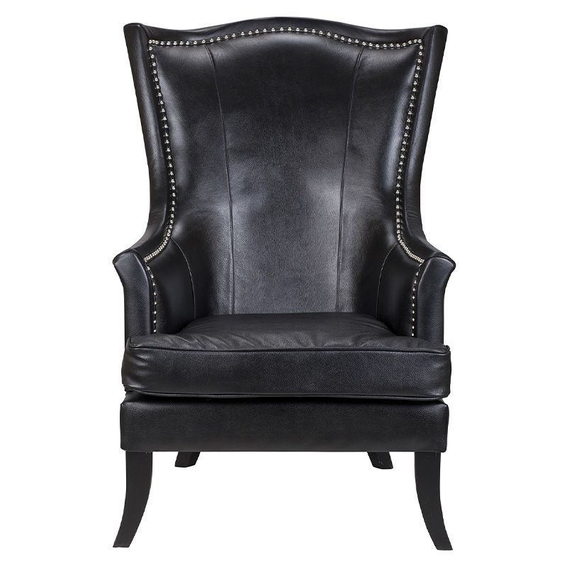 Кресло из натуральной кожи на 4-х деревянных ножках из массива бука Daniel Leather Armchair black Черный Кресло из натуральной кожи на 4-х деревянных ножках из массива бука Daniel Leather Armchair black Черный в Барнауле | Loft Concept