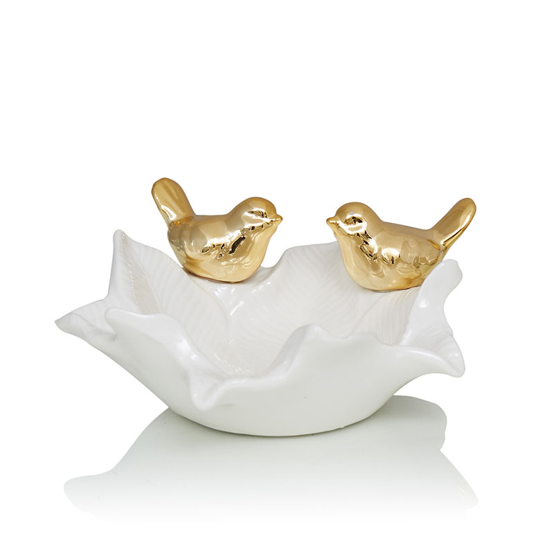 Блюдо Decorative Dish Birds Белый Глянцевое золото Блюдо Decorative Dish Birds Белый Глянцевое золото в Барнауле | Loft Concept