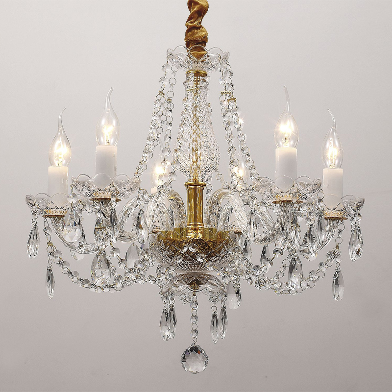 Хрустальная люстра со стеклянными рожками CRYSTAL LAMPS Золотой Прозрачный в Барнауле | Loft Concept 