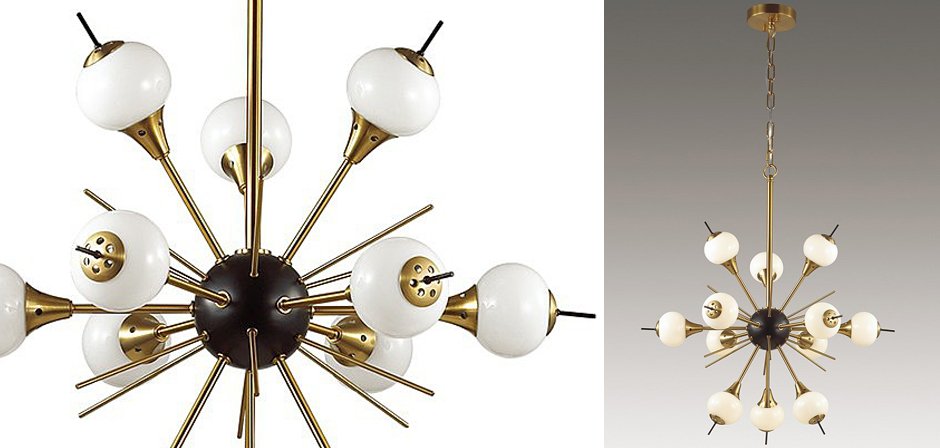 White Glass Globes Sputnik Chandelier White Glass Globes Sputnik Chandelier - Loft-Concept в Барнауле