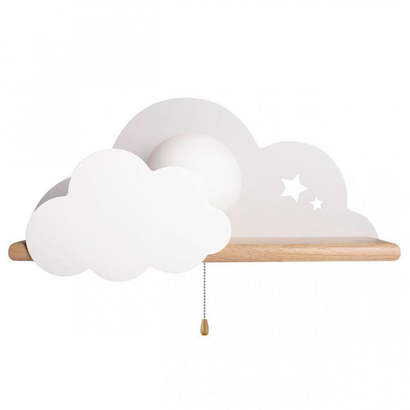 Бра с деревянной полкой белое Облако Wall Lamp White Cloud Белый Древесина Бра с деревянной полкой белое Облако Wall Lamp White Cloud Белый Древесина в Барнауле | Loft Concept