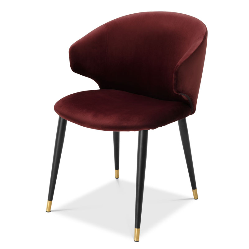 Стул Eichholtz DINING CHAIR VOLANTE burgundy Бургундский красный Черный Золотой в Барнауле | Loft Concept 