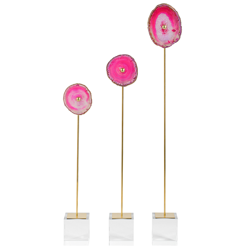 Комплект из 3-х статуэток AGATE DESIGN Pink Фуксия Глянцевое золото Прозрачный Комплект из 3-х статуэток AGATE DESIGN Pink Фуксия Глянцевое золото Прозрачный в Барнауле | Loft Concept