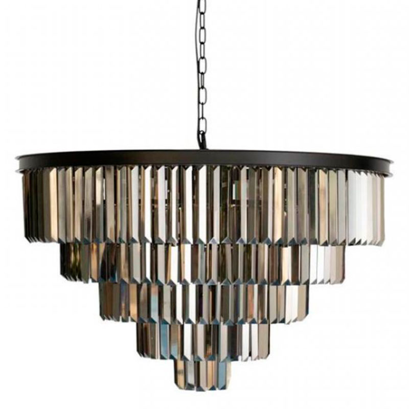 Круглая Люстра RH 1920s Odeon Black iron Five Layers Серое Стекло диаметр 80 см Черный Серый Круглая Люстра RH 1920s Odeon Black iron Five Layers Серое Стекло диаметр 80 см Черный Серый в Барнауле | Loft Concept