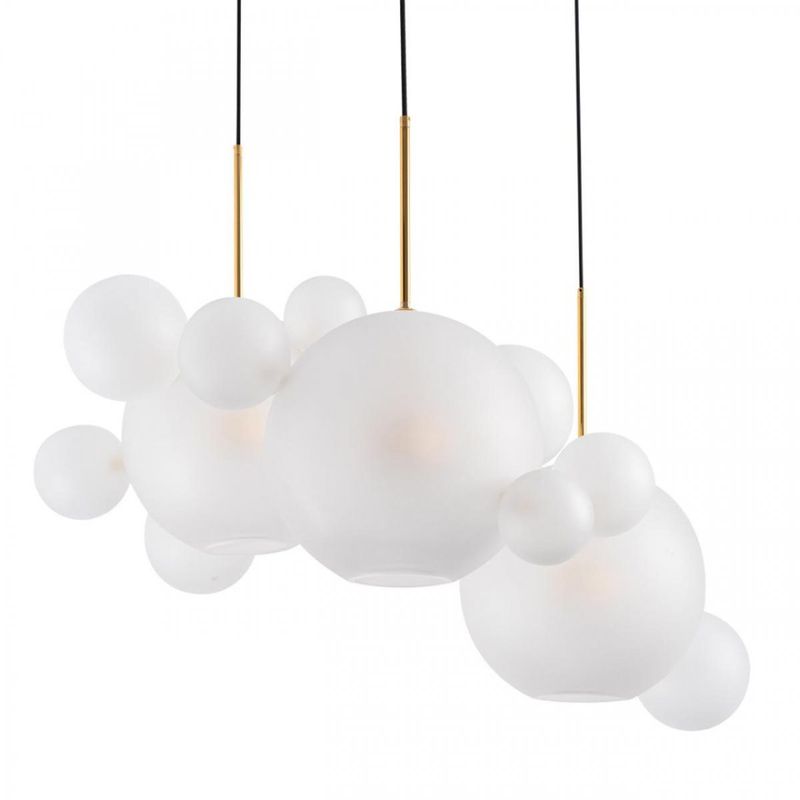 Светодиодный светильник Giopato & Coombes Bollr Bubble Chandelier Circle матовое белое стекло 3 плафона Белый Золотой Светодиодный светильник Giopato & Coombes Bollr Bubble Chandelier Circle матовое белое стекло 3 плафона Белый Золотой в Барнауле | Loft Concept