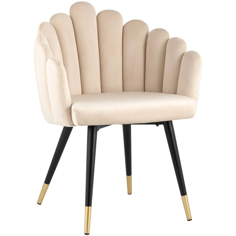Стул Camellia Chair Бежевый Велюр Бежевый Черный Стул Camellia Chair Бежевый Велюр Бежевый Черный в Барнауле | Loft Concept
