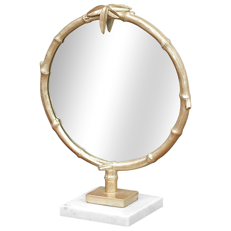 Зеркало настольное Bamboo Gold Marble Mirror Золотой Белый Зеркало Зеркало настольное Bamboo Gold Marble Mirror Золотой Белый Зеркало в Барнауле | Loft Concept