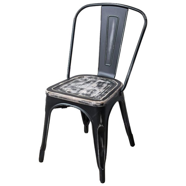 Кухонный стул Tolix Chair Vintage Wood Винтажный черный в Барнауле | Loft Concept 
