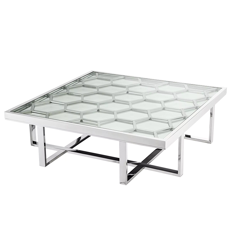 Кофейный стол Philipp Plein Coffee Table Skeleton Chrome Хром Прозрачное Стекло в Барнауле | Loft Concept 