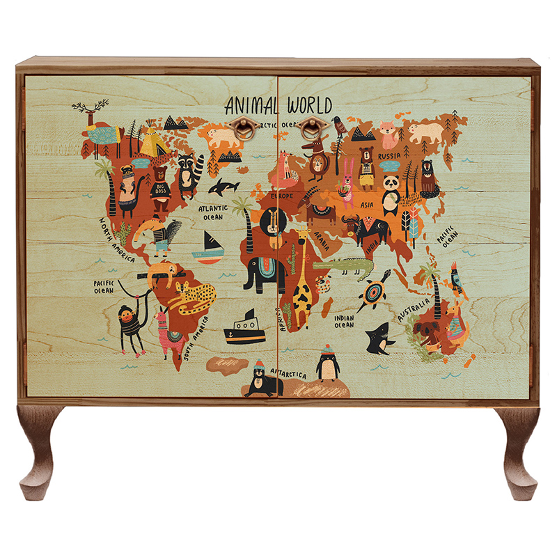 Комод деревянный Animal World Chest of Drawers Коричневый Бежевый Мульти Комод деревянный Animal World Chest of Drawers Коричневый Бежевый Мульти в Барнауле | Loft Concept
