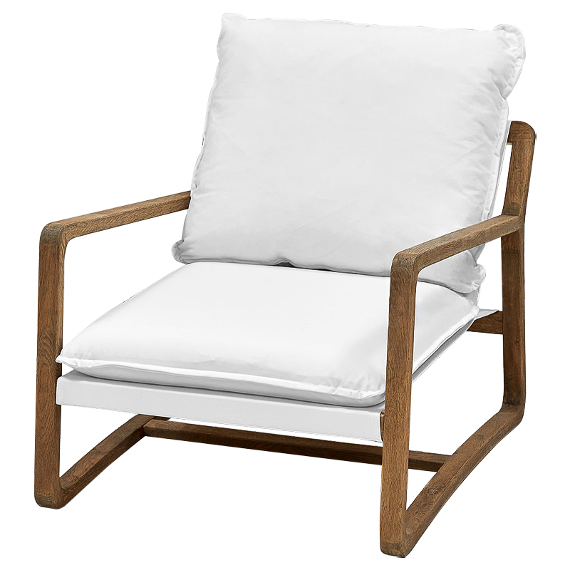 Белое кресло Loan Armchair с каркасом из массива дуба Белый Светлый дуб Белое кресло Loan Armchair с каркасом из массива дуба Белый Светлый дуб в Барнауле | Loft Concept