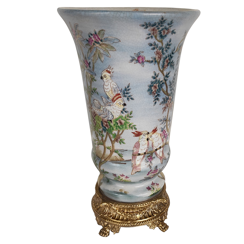 Ваза Blue Vase Parrots Бронза Мульти Голубой в Барнауле | Loft Concept 
