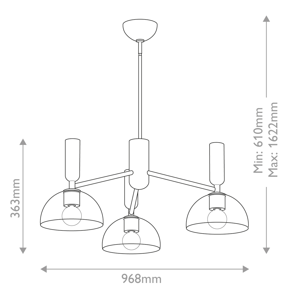 Люстра с 3-мя прозрачными полусферическими плафонами из стекла Alora Mood в Барнауле