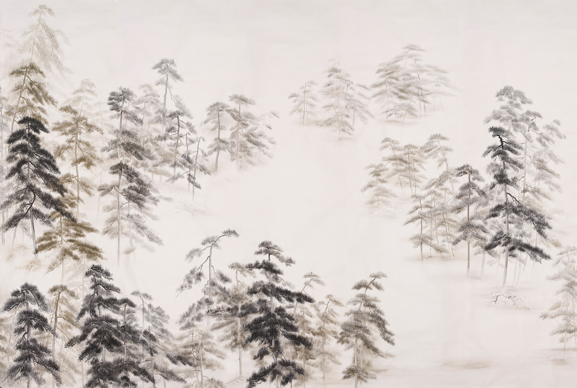 Обои ручная роспись Abstract Pines Dark Lacquer on Natural Mica metallic silk Обои ручная роспись Abstract Pines Dark Lacquer on Natural Mica metallic silk - постер Loft-Concept в Барнауле
