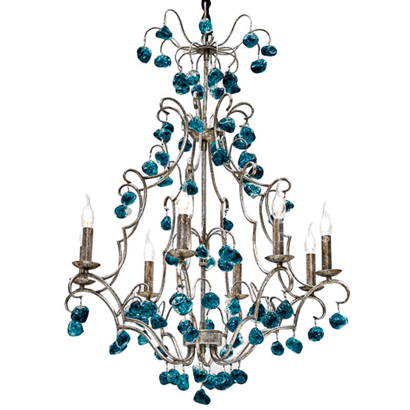 Люстра Crystal Blue Cupertino Chandelier Бирюзовый Люстра Crystal Blue Cupertino Chandelier Бирюзовый в Барнауле | Loft Concept