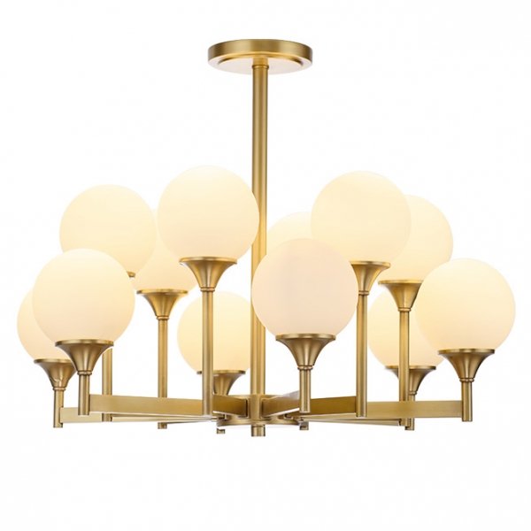 Люстра Ball Valley Chandelier 12 Белый Латунь Люстра Ball Valley Chandelier 12 Белый Латунь в Барнауле | Loft Concept