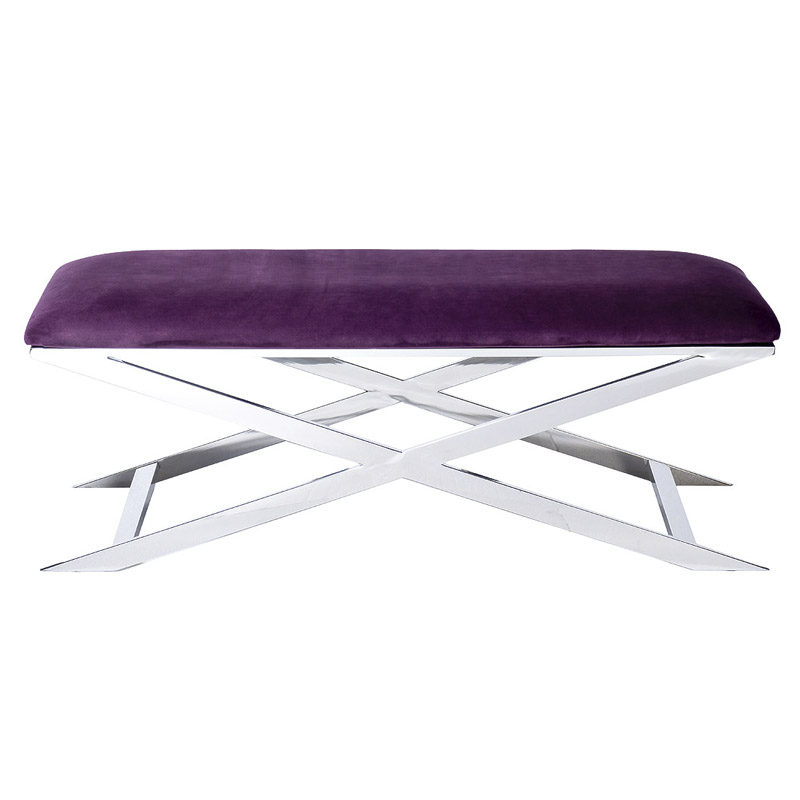 Банкетка Bench Velor Violet Хром Фиолетовый в Барнауле | Loft Concept 