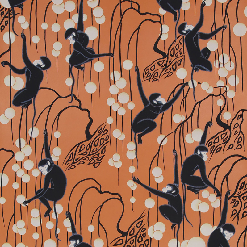 Обои ручная роспись Deco Monkeys Terracotta on dyed paper  в Барнауле | Loft Concept 