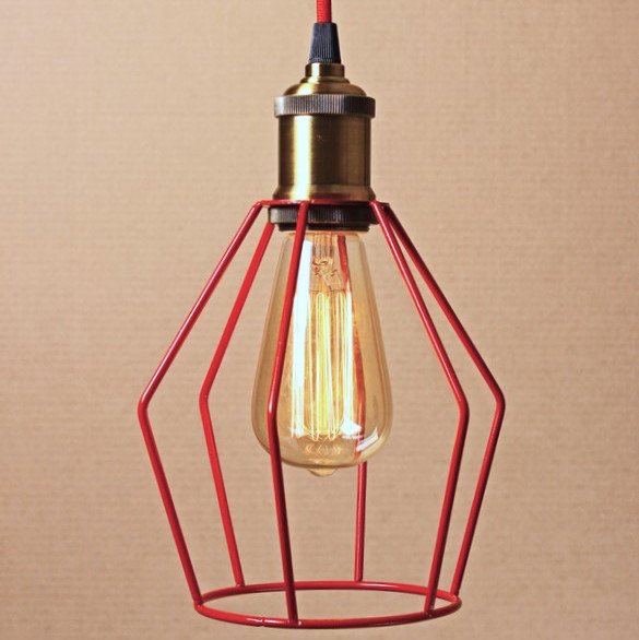 Подвесной светильник Wire Cage Pendant Trew Red Красный Подвесной светильник Wire Cage Pendant Trew Red Красный в Барнауле | Loft Concept