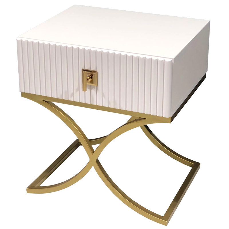 Тумба Catrin Nightstand Белый Золотой Тумба Catrin Nightstand Белый Золотой в Барнауле | Loft Concept