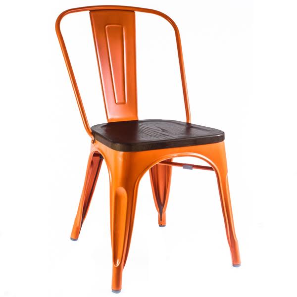 Кухонный стул Tolix Chair Wood Orange Оранжевый Коричневый Кухонный стул Tolix Chair Wood Orange Оранжевый Коричневый в Барнауле | Loft Concept