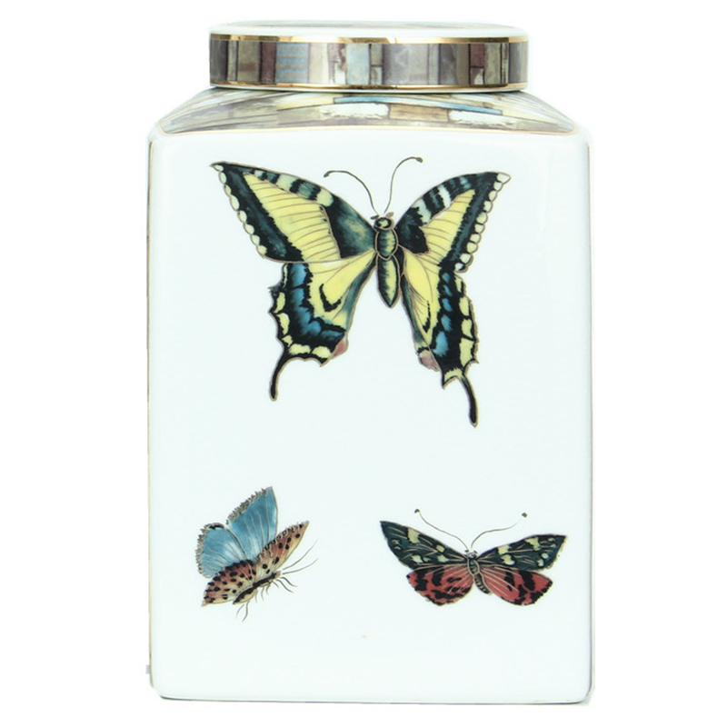 Ваза с крышкой Ceramic Flowers and Butterflies Small Vase Мульти Белый Ваза с крышкой Ceramic Flowers and Butterflies Small Vase Мульти Белый в Барнауле | Loft Concept