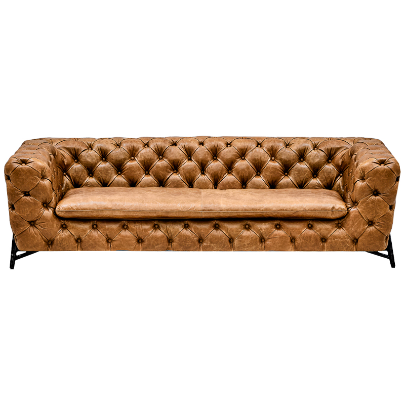 Диван Hendrica Capitone Sofa Карамель Черный Диван Hendrica Capitone Sofa Карамель Черный в Барнауле | Loft Concept