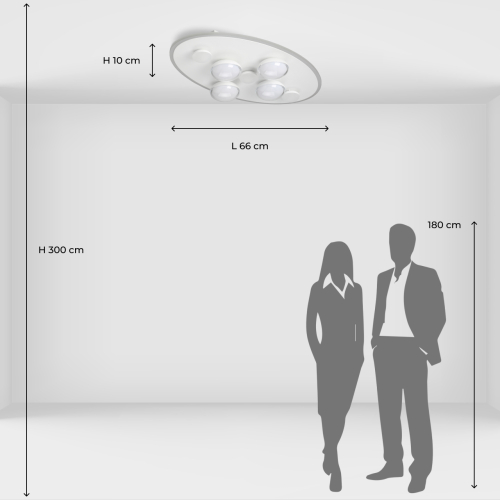 Потолочный светильник овальной формы белого цвета с 7-ю лампами Lunar Pebbles в Барнауле