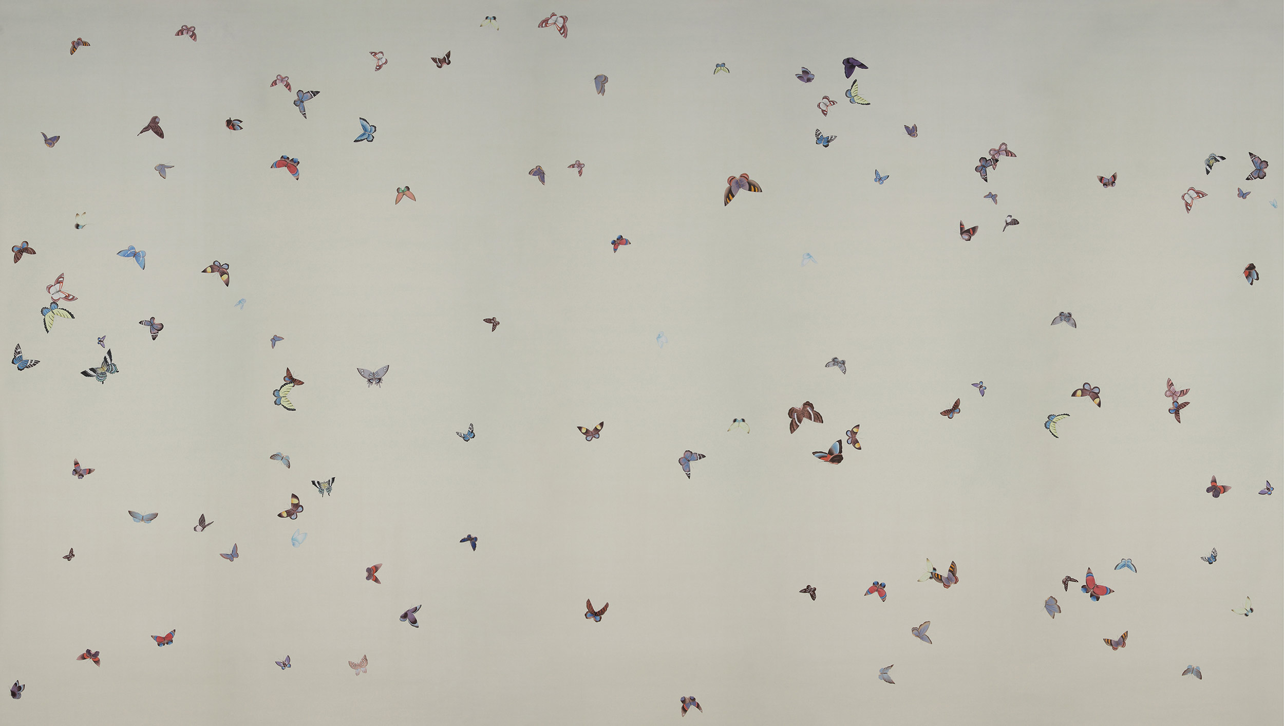 Обои ручная роспись Butterflies Icarus on Rose Shadow metallic silk Обои ручная роспись Butterflies Icarus on Rose Shadow metallic silk - постер Loft-Concept в Барнауле