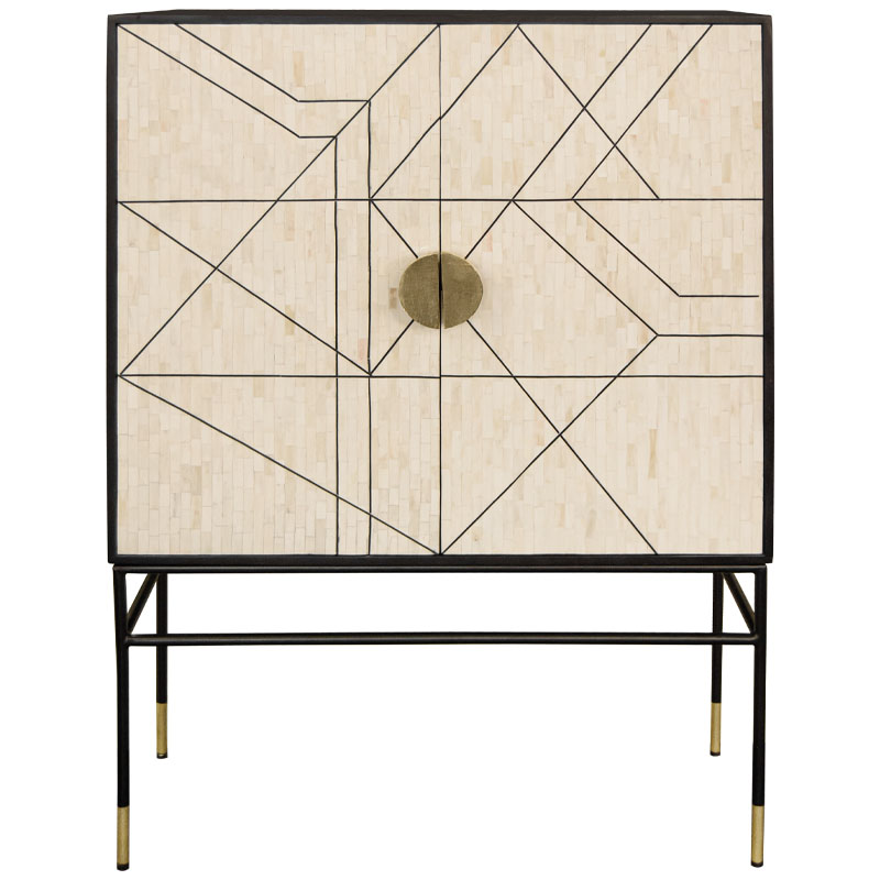 Буфет Bone Inlay Geometry Бежевый Черный Золотой в Барнауле | Loft Concept 
